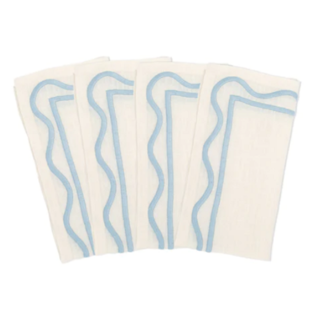 Colorblock Linen Embroidered Napkins (Set of 4)