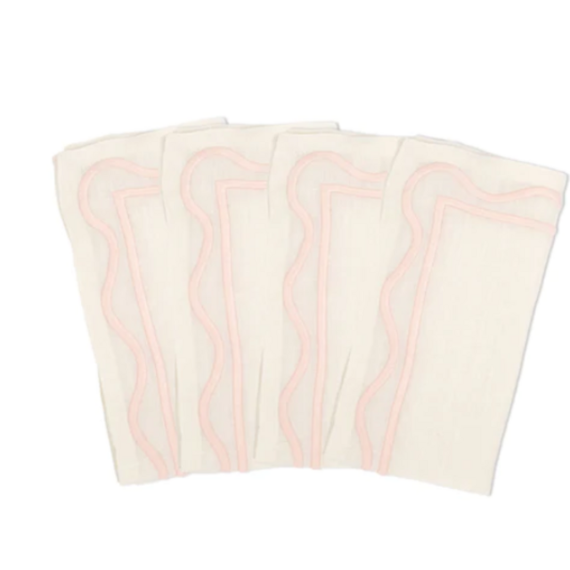 Colorblock Linen Embroidered Napkins (Set of 4)