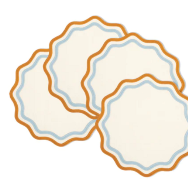 Colorblock Linen Embroidered Placemats (Set of 4)