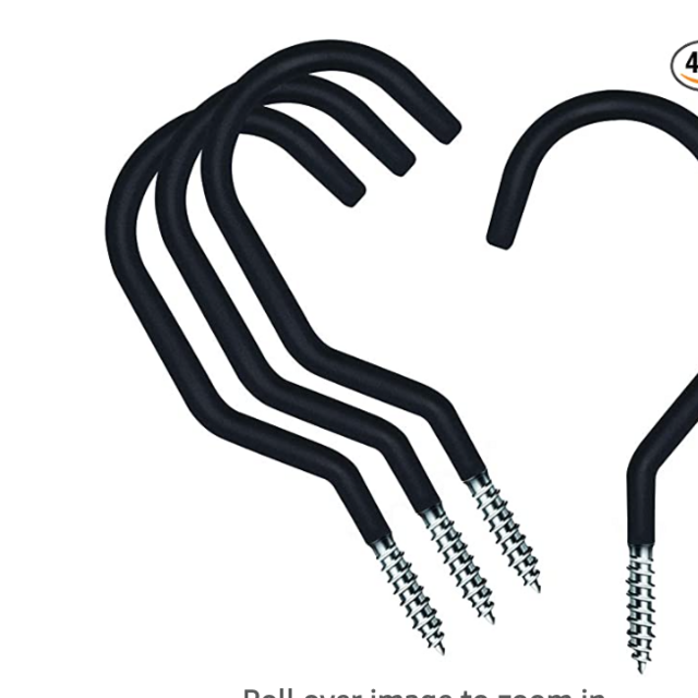 Heavy Duty Bike Hook: 4 Pack Small Size Perfect Hooks | Hangers for Garage Ceiling and Wall Bicycle Storage and Hanging Screw in Bike Storage Hanger