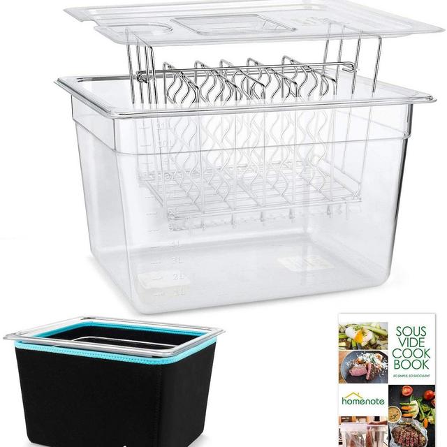 HOMENOTE Sous Vide Container 12 Quart with Lid & Rack and Sleeve