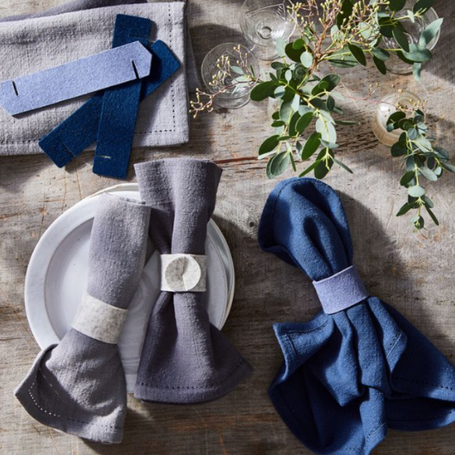Foldable Geometric Felt Napkin Rings (Set of 6)