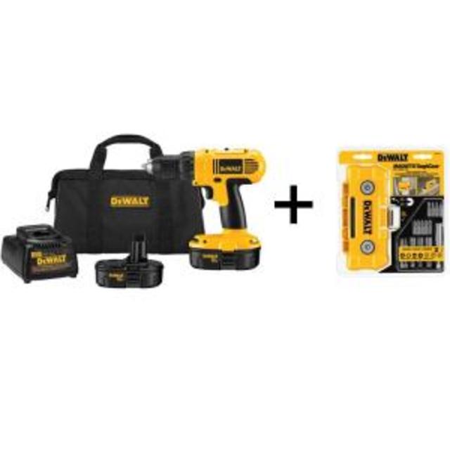 18-Volt Ni-Cad Cordless 1/2 in. Compact Drill/Driver Kit with 15-Piece Screw Driving Set