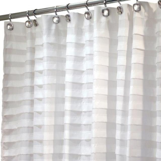 InterDesign Tuxedo Shower Curtain - White product details page