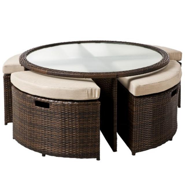 Threshold™ Rolston 5-Piece Wicker Patio Coffee Table With Tuck Under Seating Furniture Set product details page