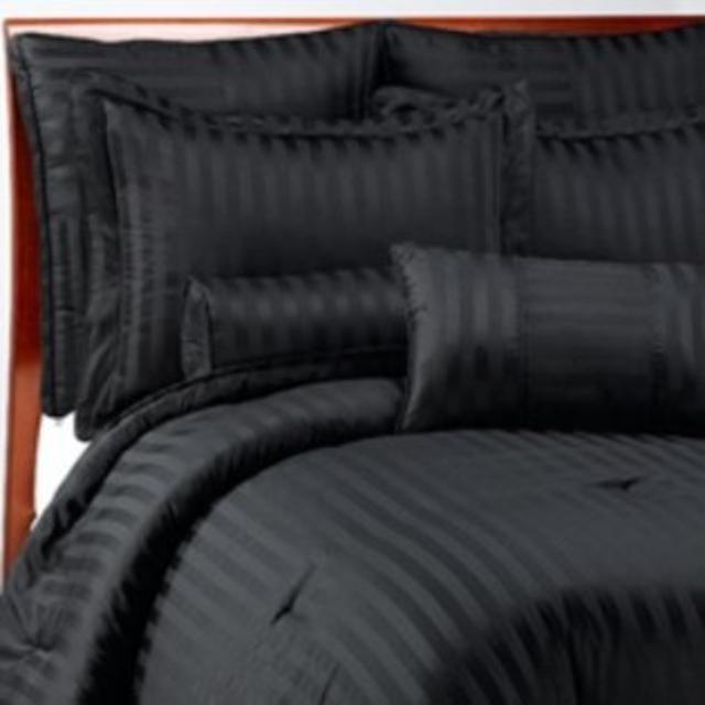 1200 Thread Count Egyptian Cotton Sheet Set - Black / Stripe