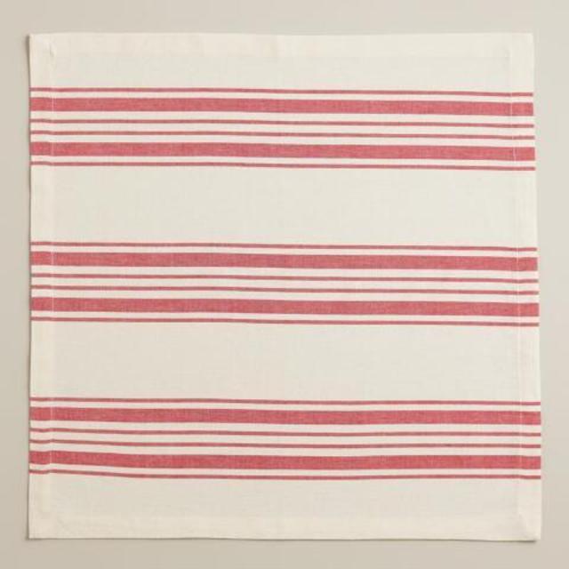 Red Dahlia Villa Stripe Napkins, Set of 4