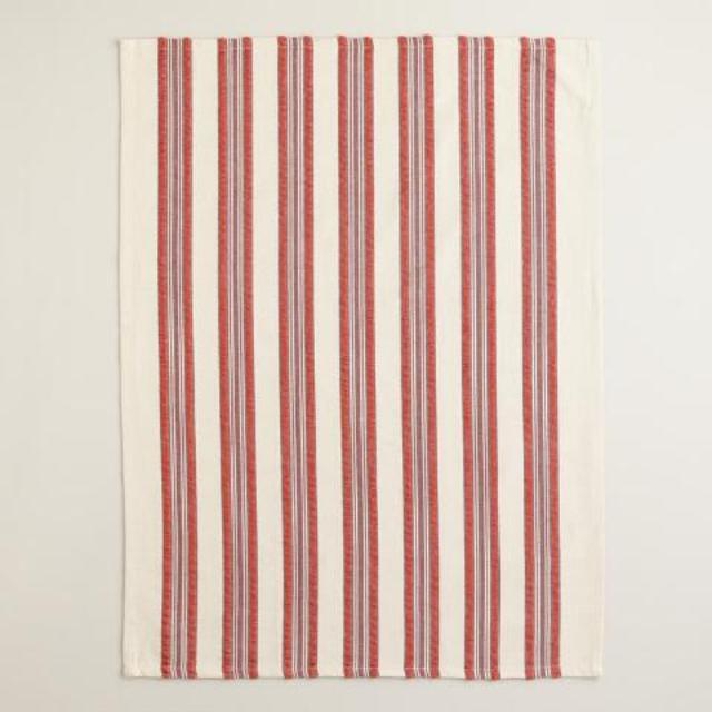 Red Striped Seersucker Kitchen Towels