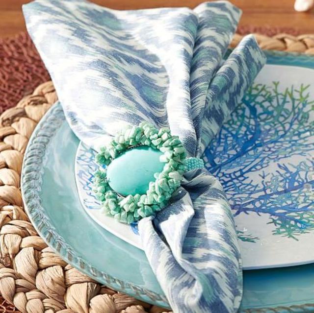 Turquoise Oval Medallion Napkin Ring, Set of 4