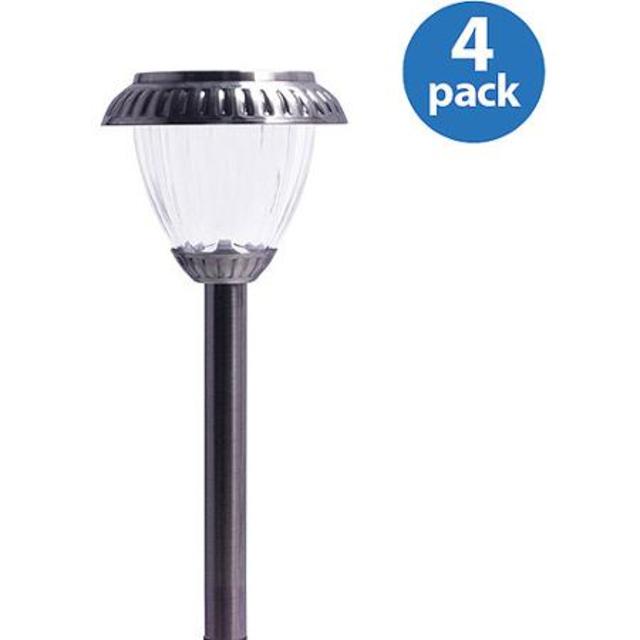 Premium Solar 5x Brighter Outdoor Pathway Lights, Set of 4, Dark Pewter