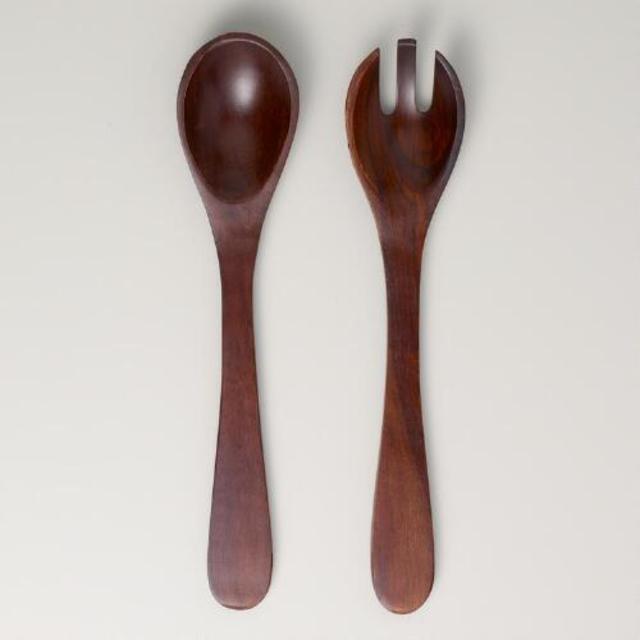Angled Wood Salad Servers, Set of 2