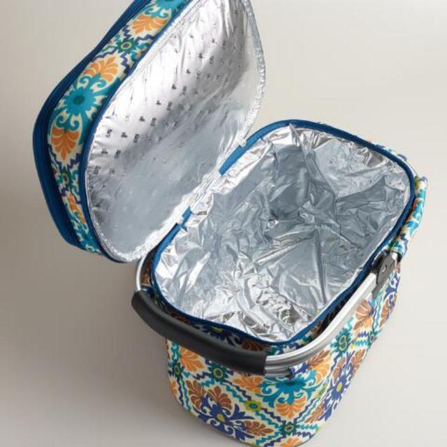 Barcelona Tile Insulated Double-Decker Tote Bag with Blanket