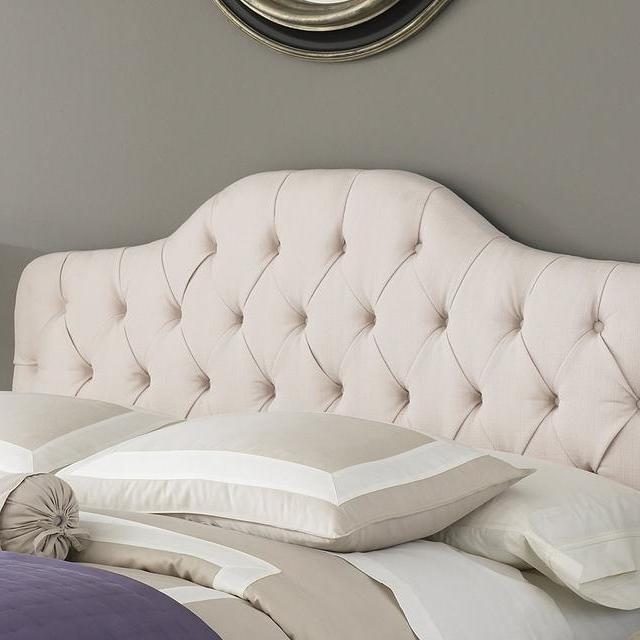 Fashion Bed Group B72121 Martinique Upholstered Adjustable Headboard Panel with Solid Wood Frame and Button-Tufted Design, Ivory Finish, Full/Queen