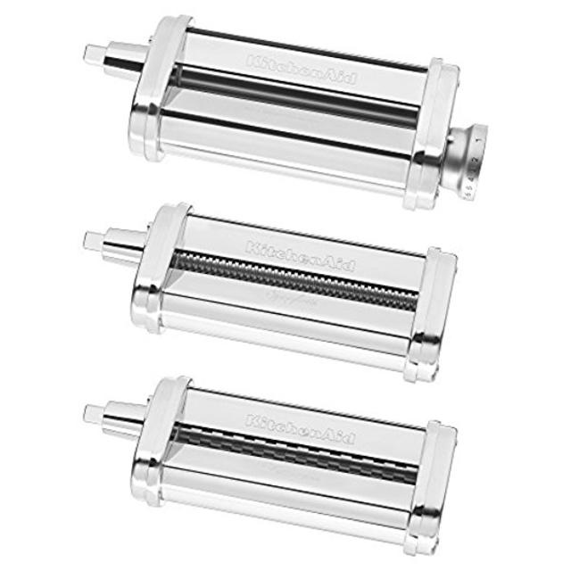 KitchenAid KSMPRA 3 Piece Pasta Roller & Cutter Attachment Set, Silver