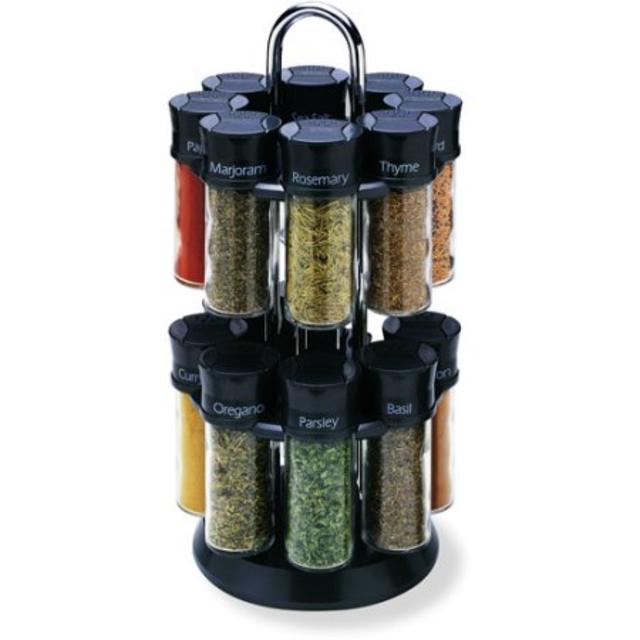 Olde Thompson 16-Jar Black Carousel Spice Rack