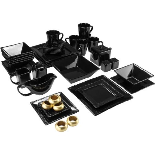 10 Strawberry Street Nova Beaded Square 45-Piece Dinnerware Set