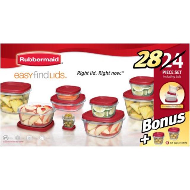 Rubbermaid Easy Find Lids Food Storage Container Set, 24-Piece plus 4-Piece Bonus