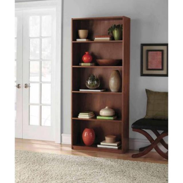 Mainstays 5-Shelf Wood Bookcase, Multiple Colors