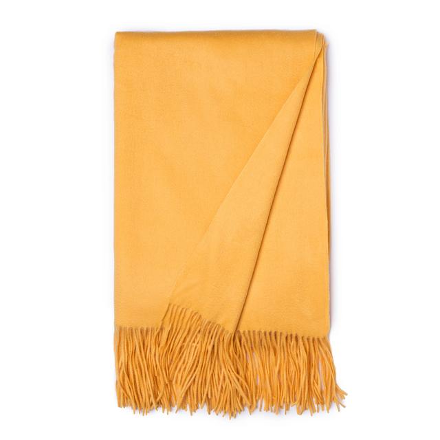 Ankasa Cashmere Throw with Tassels - Canary Yellow