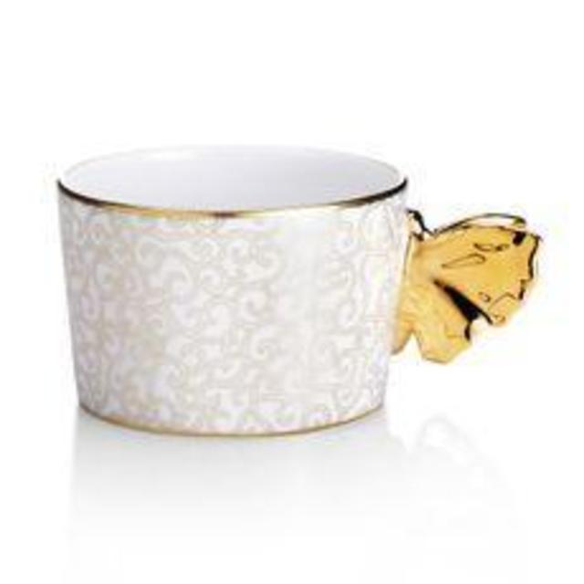 Karakusa White & Gold 				Teacup With Butterfly