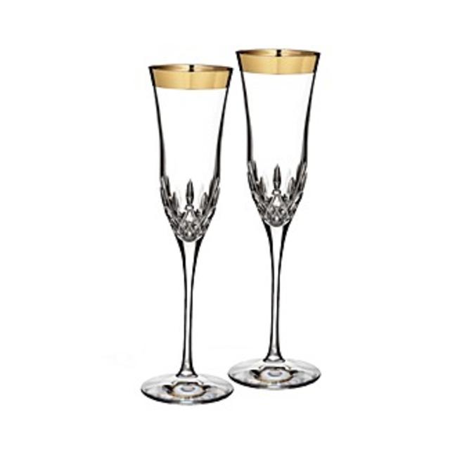 Waterford Lismore Essence Gold Flute, Set of 2