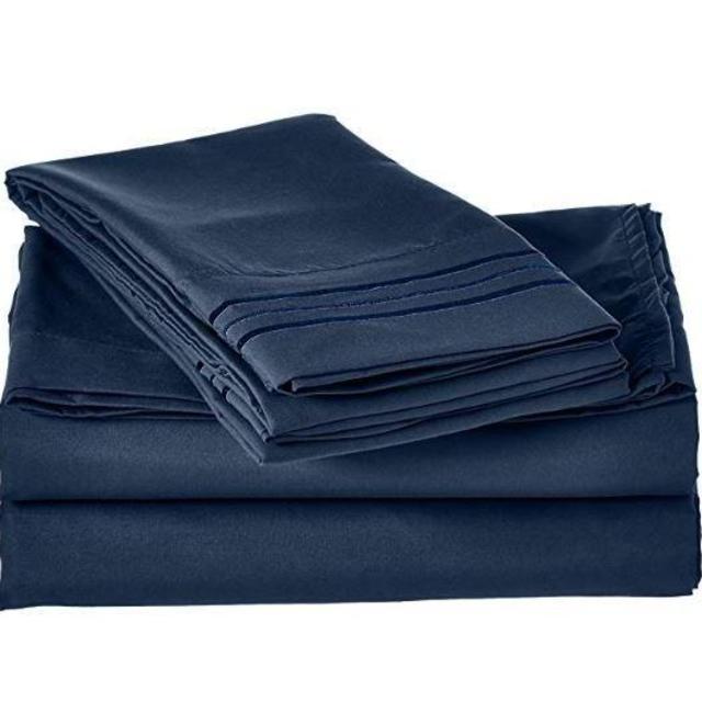 Elegant Comfort 1500 Thread Count Luxury Egyptian 4-Piece Sheet Set, Queen, Navy Blue