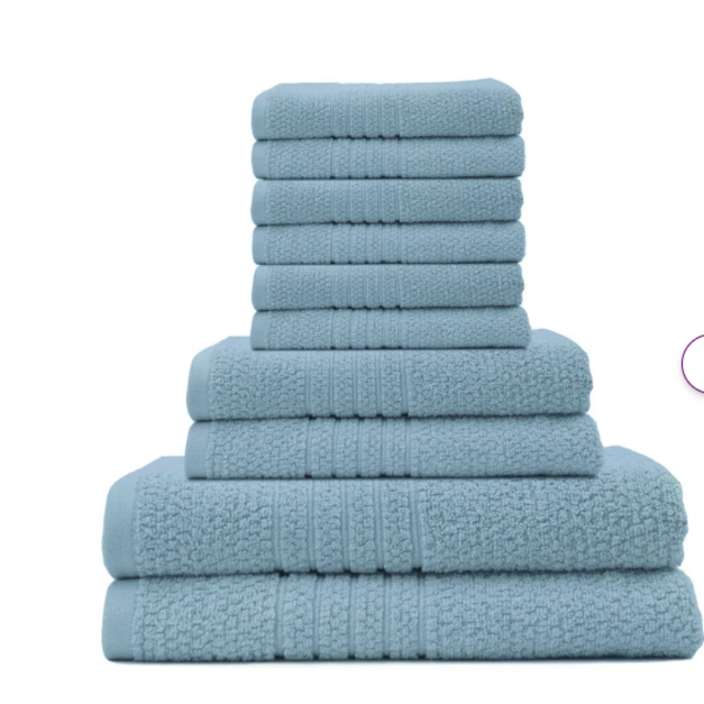 Chynia Softee 10 Piece 100% Cotton Towel Set - Aqua
