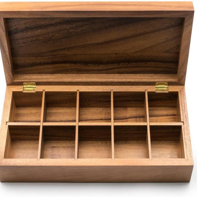 Ironwood Gourmet 28142 Rectangular Vauxhall Double Tea Box, Acacia Wood