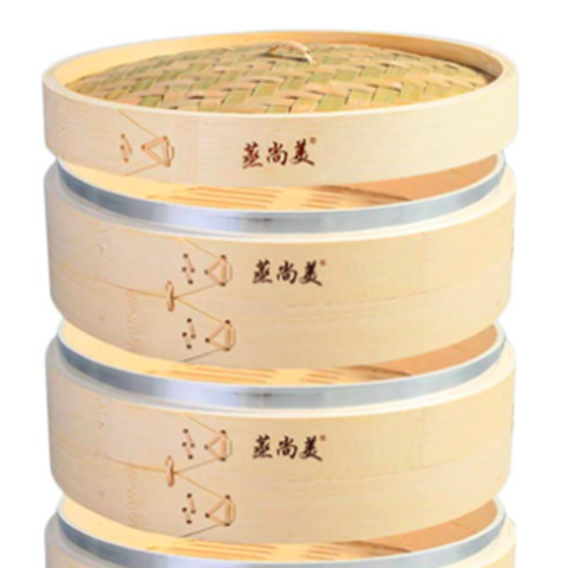 Hcooker Deepen 3 Tier Kitchen Bamboo Steamer with Stainless Steel Banding for Asian Cooking Buns Dumplings Vegetables Fish Rice