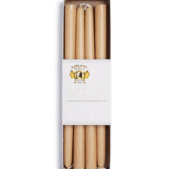 Mole Hollow Dripless 12" Taper Candles in Ivory — Set of 4