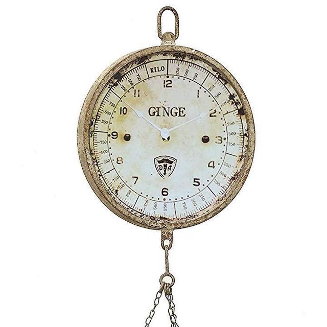 Creative Co-op Metal Reproduction of Hanging Produce Scale Clock