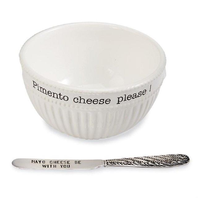 Mud Pie Pimento Cheese Fluted Ceramic Dip Bowl Serving Set of 2
