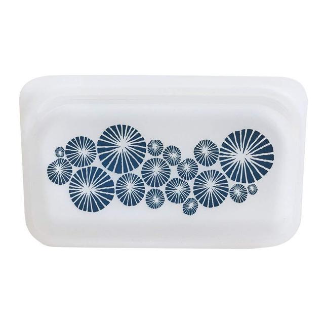 Stasher Reusable Silicone Food Bag, Snack Bag, Storage Bag, Denim Blue Spokes