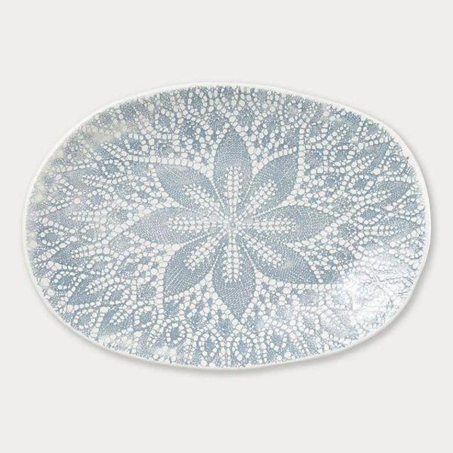 Viva by Vietri Lace Large Oval Platter Grey