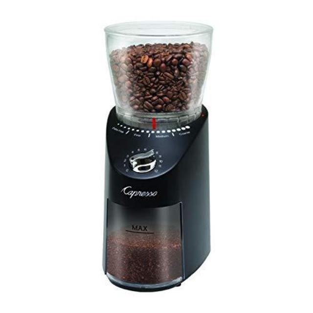 Capresso 570.01 Infinity Plus Commercial Grade Conical Burr Grinder, Black