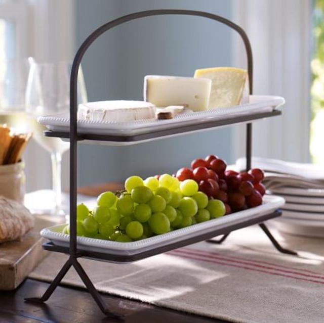 Gabriella 2-Tier Platter Stand, White