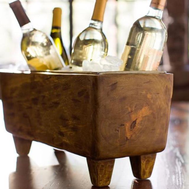 Blonde Wood Wine Trough