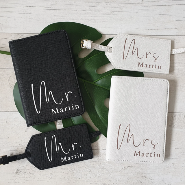 Mr and Mrs Passport Covers and Luggage Tag