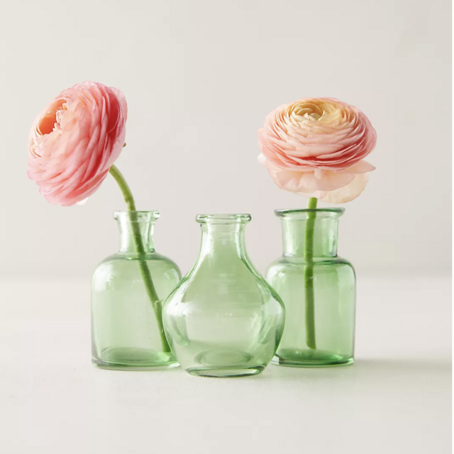 Bottle Bud Vases, Set of 3 Green