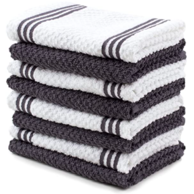 Sticky Toffee Cotton Terry Kitchen Dishcloth Towels, 8 Pack