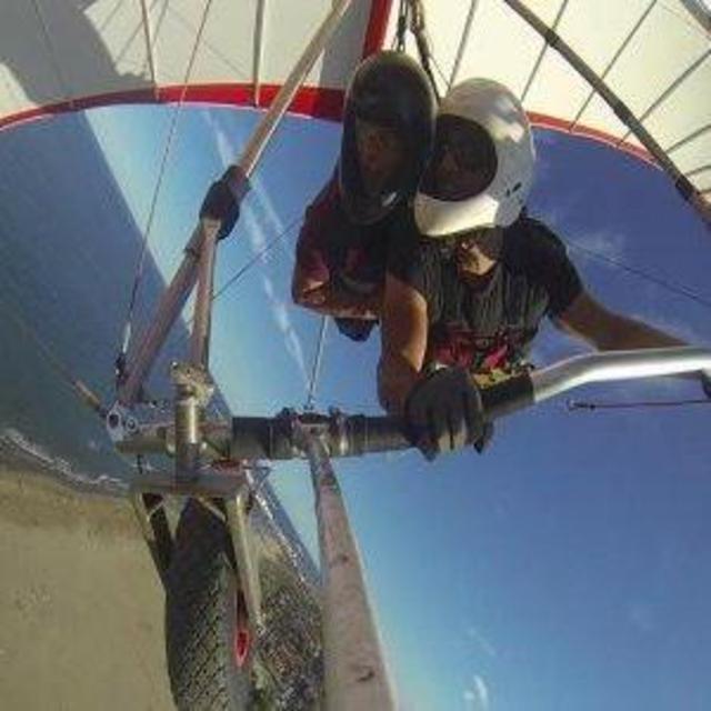 Hang gliding over a beautiful Spanish view