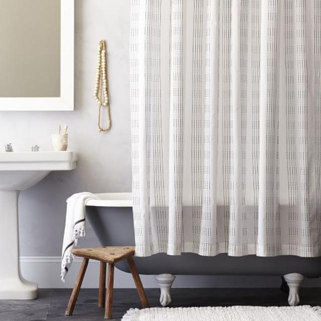 Dotted Stripe Shower Curtain - Slate