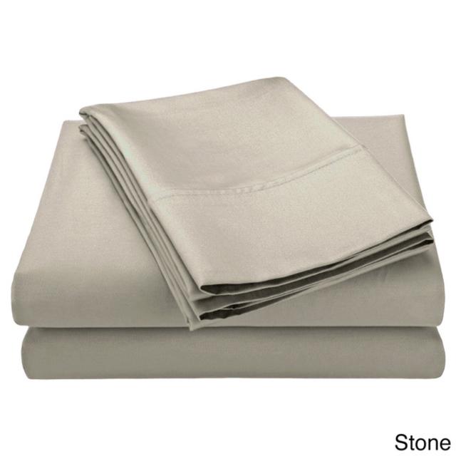 Luxor Treasures Cotton Blend 600 Queen Thread Count Sateen Wrinkle-resistant Sheet Set in Stone