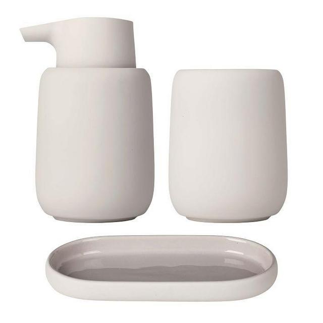 Sono Soap Dispenser, Tumbler & Tray Bundle- Color: Moonbeam Cream