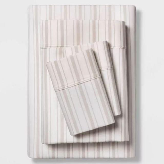 400 Thread Count Printed Performance Sheet Set -- White/Gray, King Size