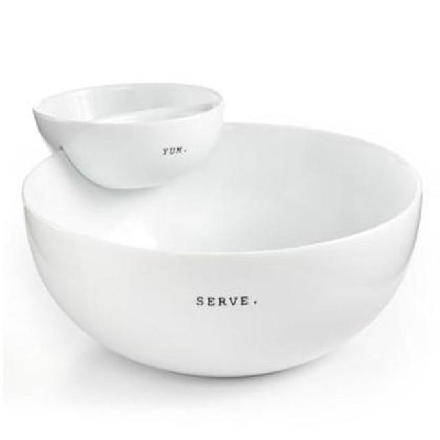 The Cellar Whiteware Words Chip and Dip Set