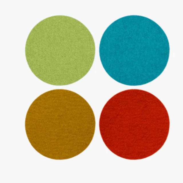 Bierfilzl Merino Wool Felt Round Coaster Multi 4 Pack