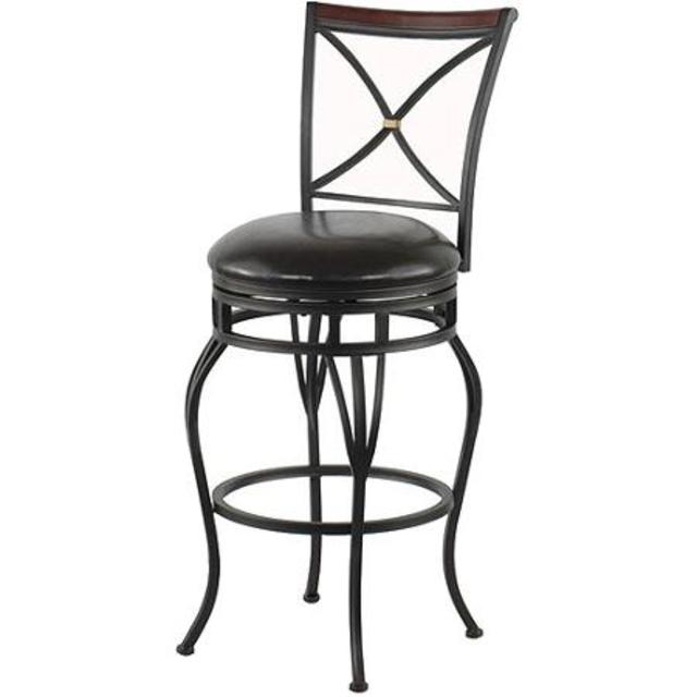 X-Back Barstool with Wooden Backrest Accent, 30"