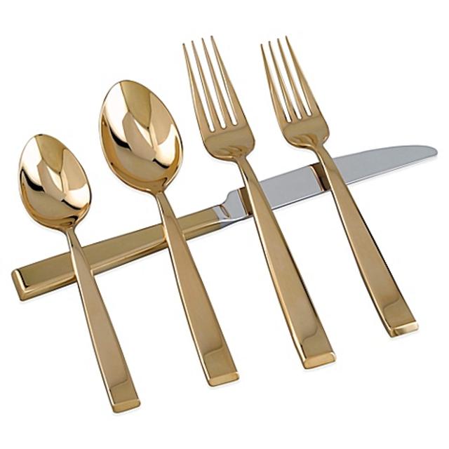 Golden Sculpture 5-Piece Flatware Set