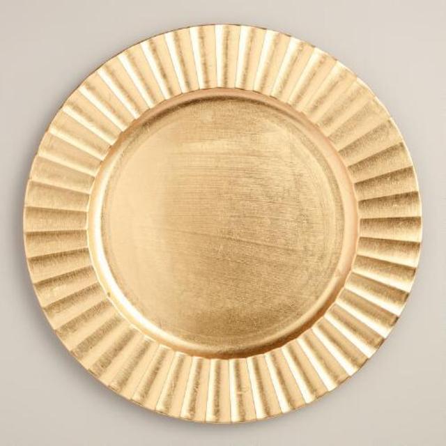 Gold Fluted Chargers, Set of 4